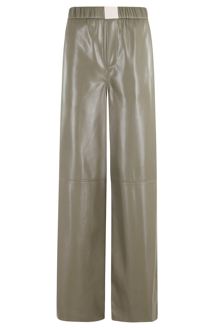 Isabelle Blanche Straight-Leg Green Faux Leather Pants