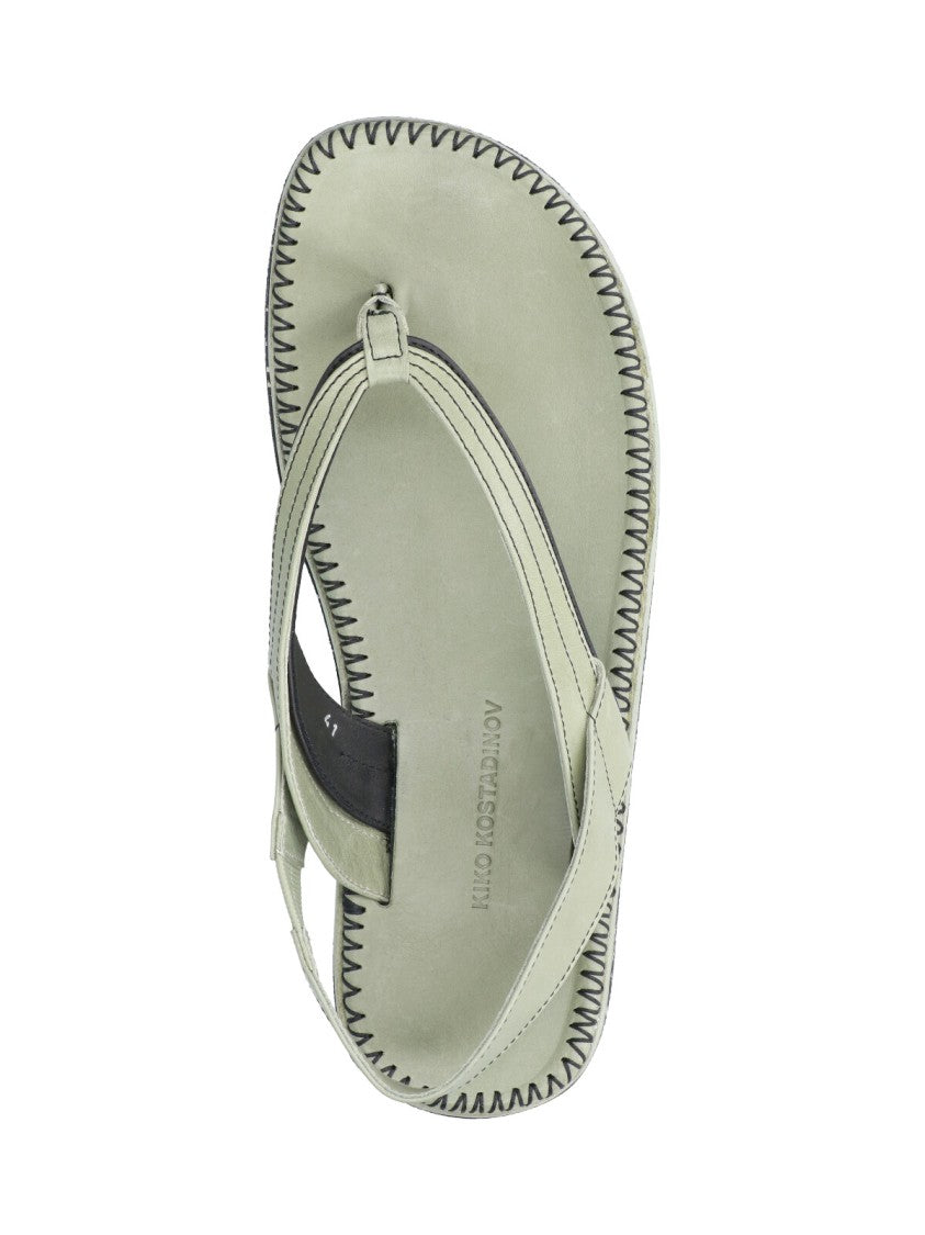 Kiko Kostadinov Grey Andras Thong Style Leather Sandals