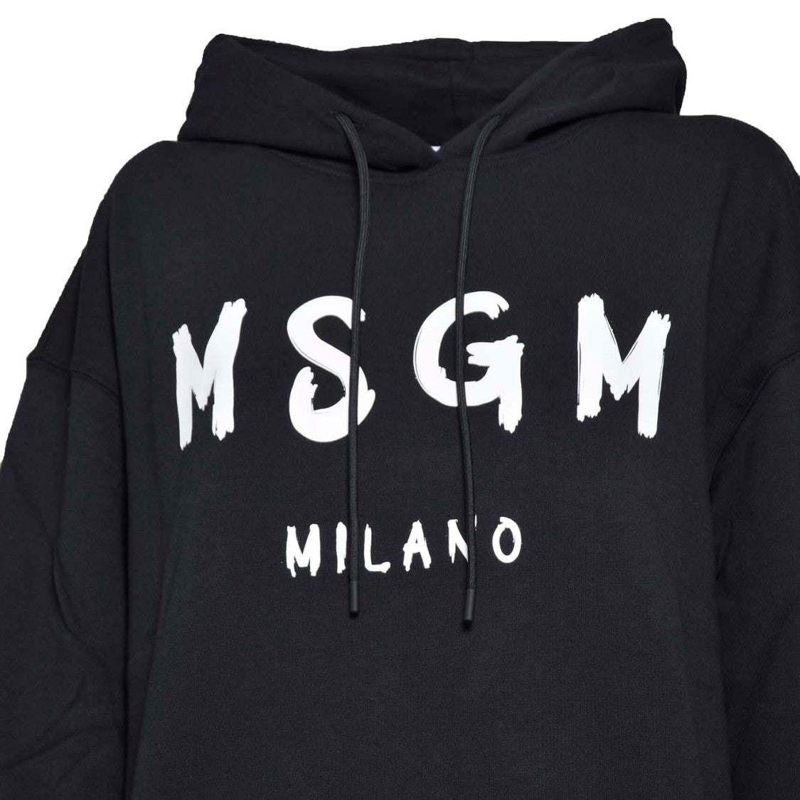 Msgm Black Cotton Hoodie