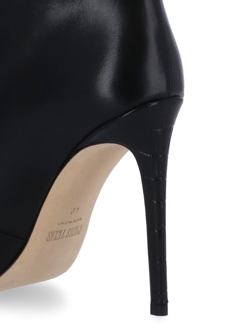 Paris Texas Arrow Toe Stiletto Boots In Black Leather