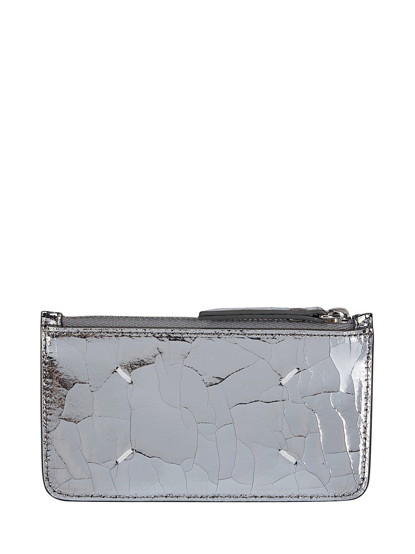 Maison Margiela Cracked Silver Leather Card Holder