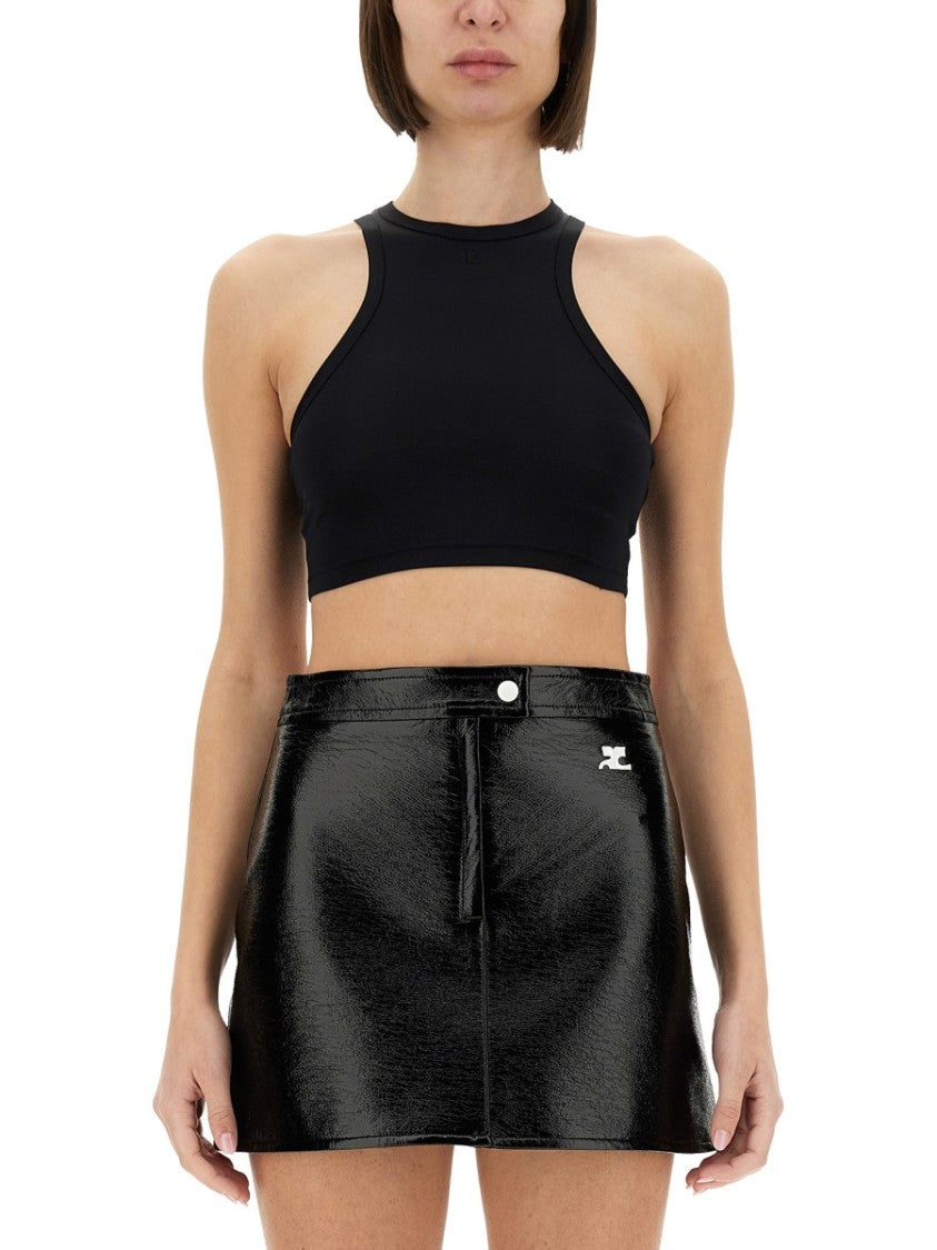Courrèges Fitted Crop Top With High Neckline