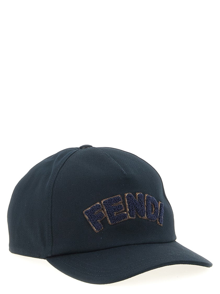 Fendi Cotton Canvas Cap With Fendi Terry Patch And Adjustable Strap