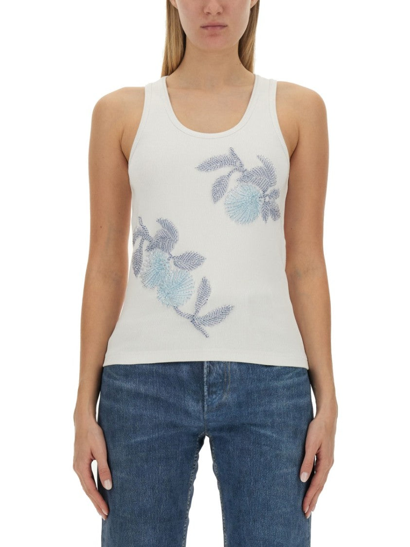 Bottega Veneta Intricate Embroidered Slim Fit Cotton Top