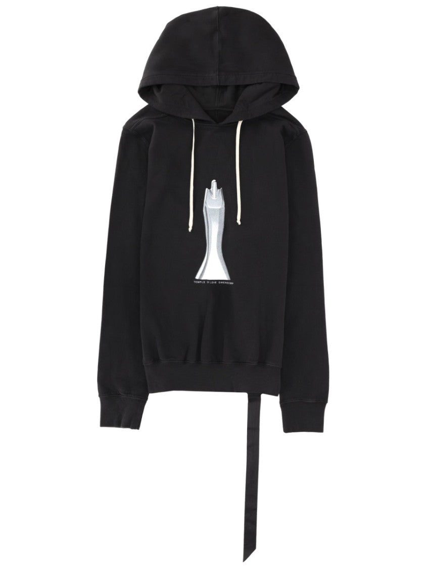 Drkshdw By Rick Owens Oversized Front Graphic Long Strap Cotton Hoodie