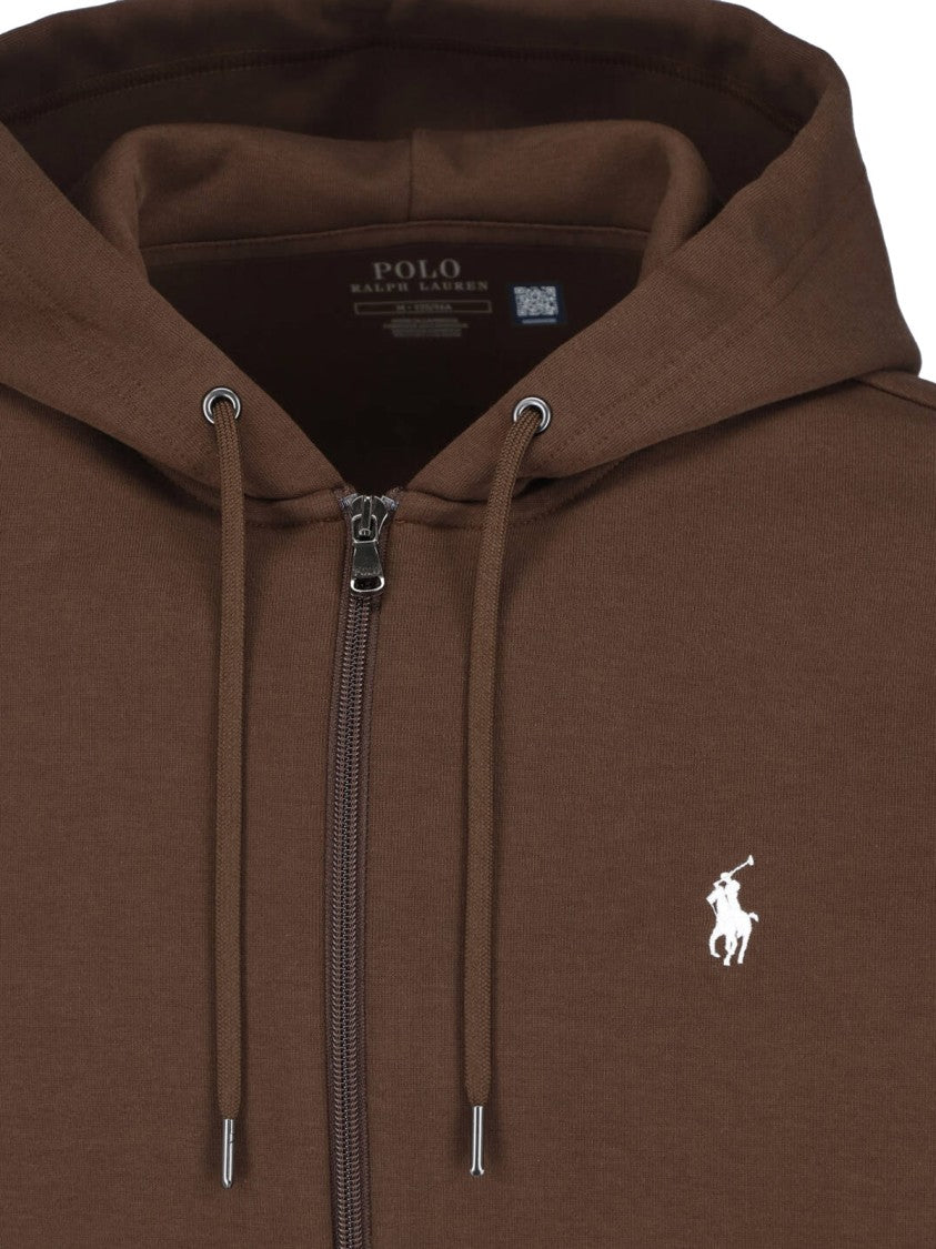 Polo Ralph Lauren Brown Zip-Up Hooded Cotton Sweatshirt