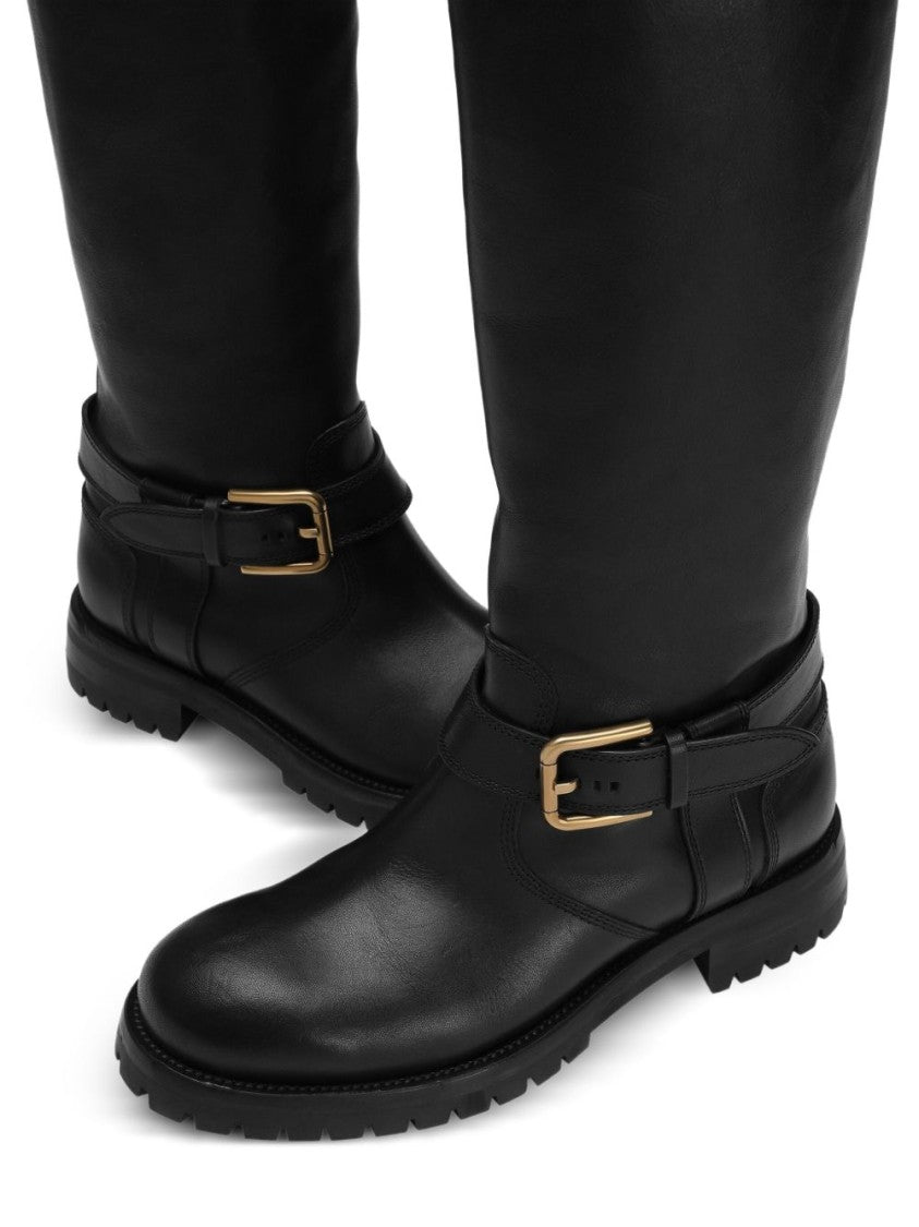 Dolce & Gabbana Black Ankle Boots With Gold-Tone Buckles