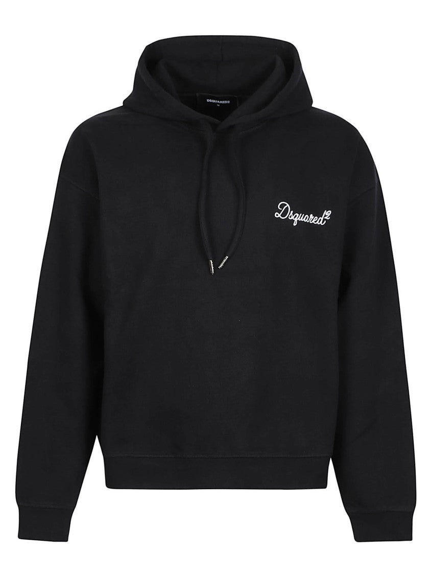 Dsquared2 D2 Signature Cropped Drawstring Hoodie