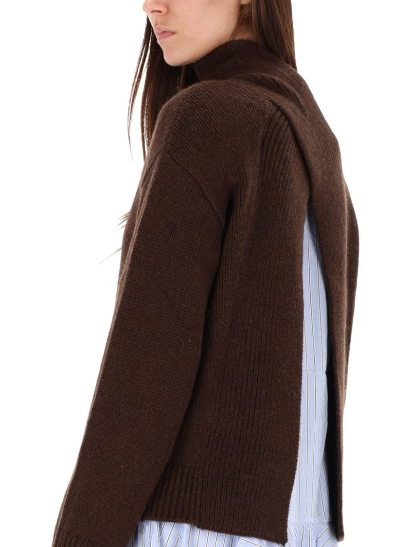 Ganni Open Back Wool And Yak Blend Sweater