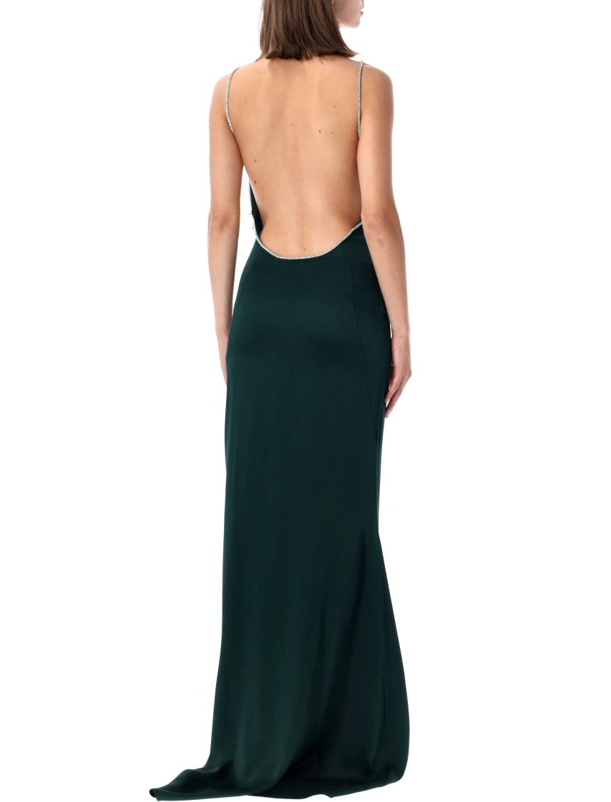 Tom Ford Maxi Evening Dress With Crystal Chain Embellishments