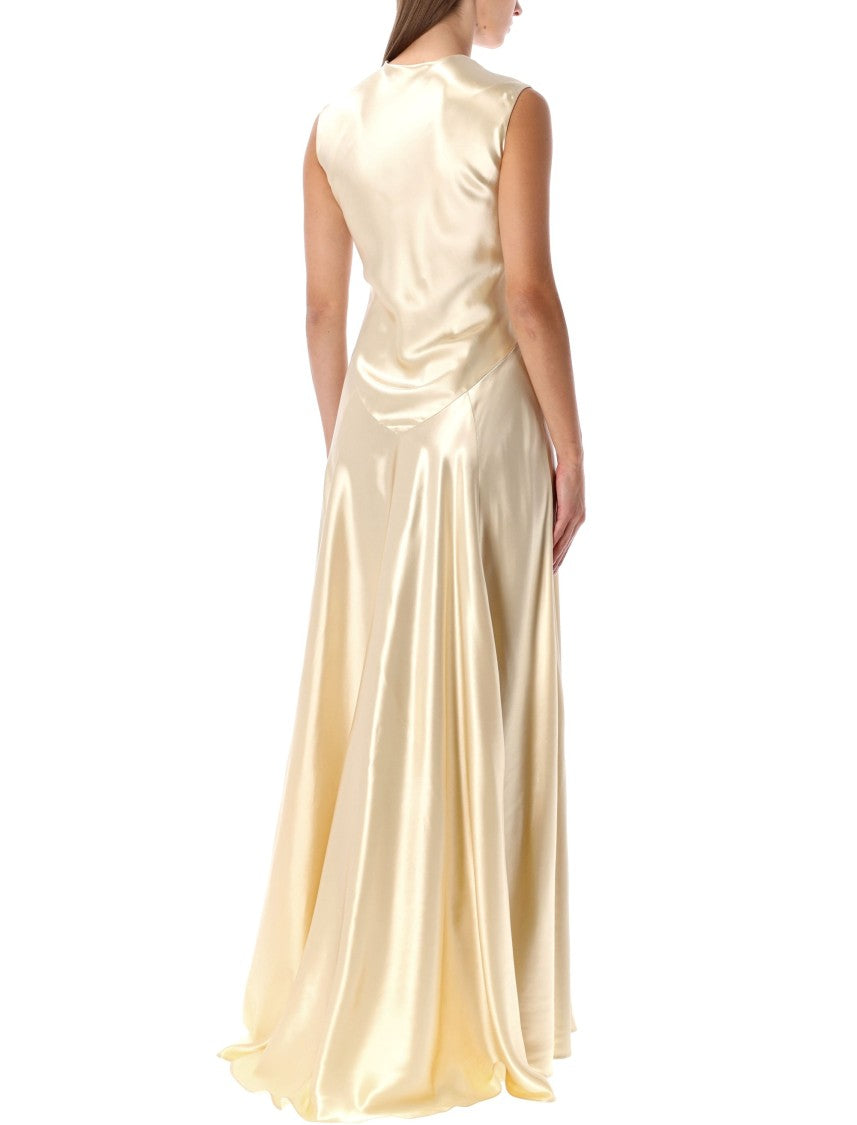 Alberta Ferretti Shiny Satin Long Dress