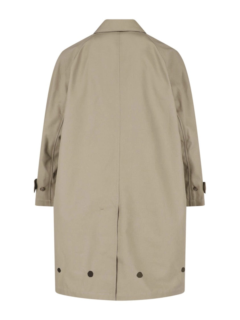 Mm6 By Maison Margiela Mid-Length Beige Jacket With Classic Collar And Button Details