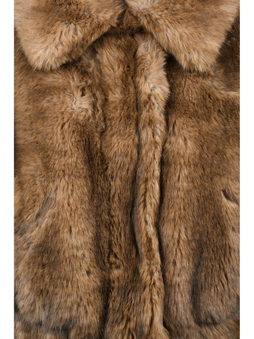 Stand Studio Grey Cropped Faux Fur Polyester Jacket