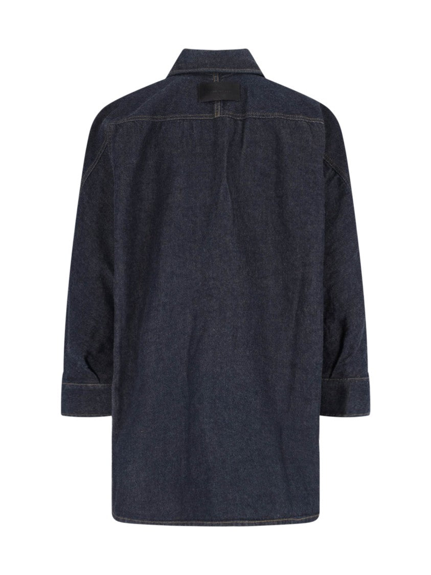 Givenchy Logo Denim Shirt, Blue, Classic Collar, Button Closure