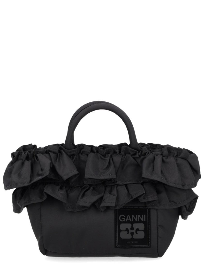 Ganni Recycled Polyamide Ruffled Trim Bag