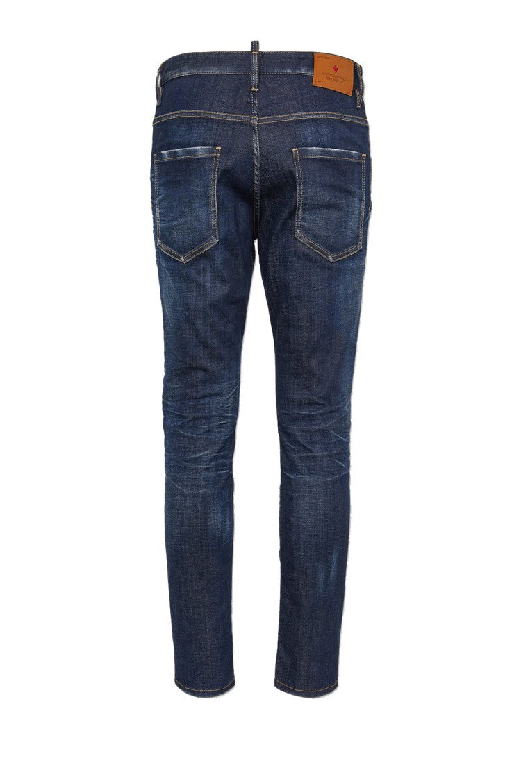Dsquared2 Blue Slim Tapered Dark Wash Cotton-Blend Jeans