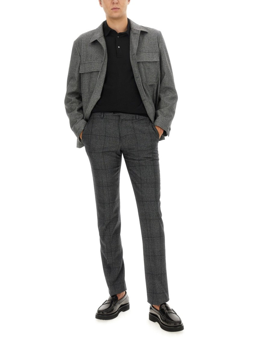 Lardini Grey Wool Shirt With Classic Collar