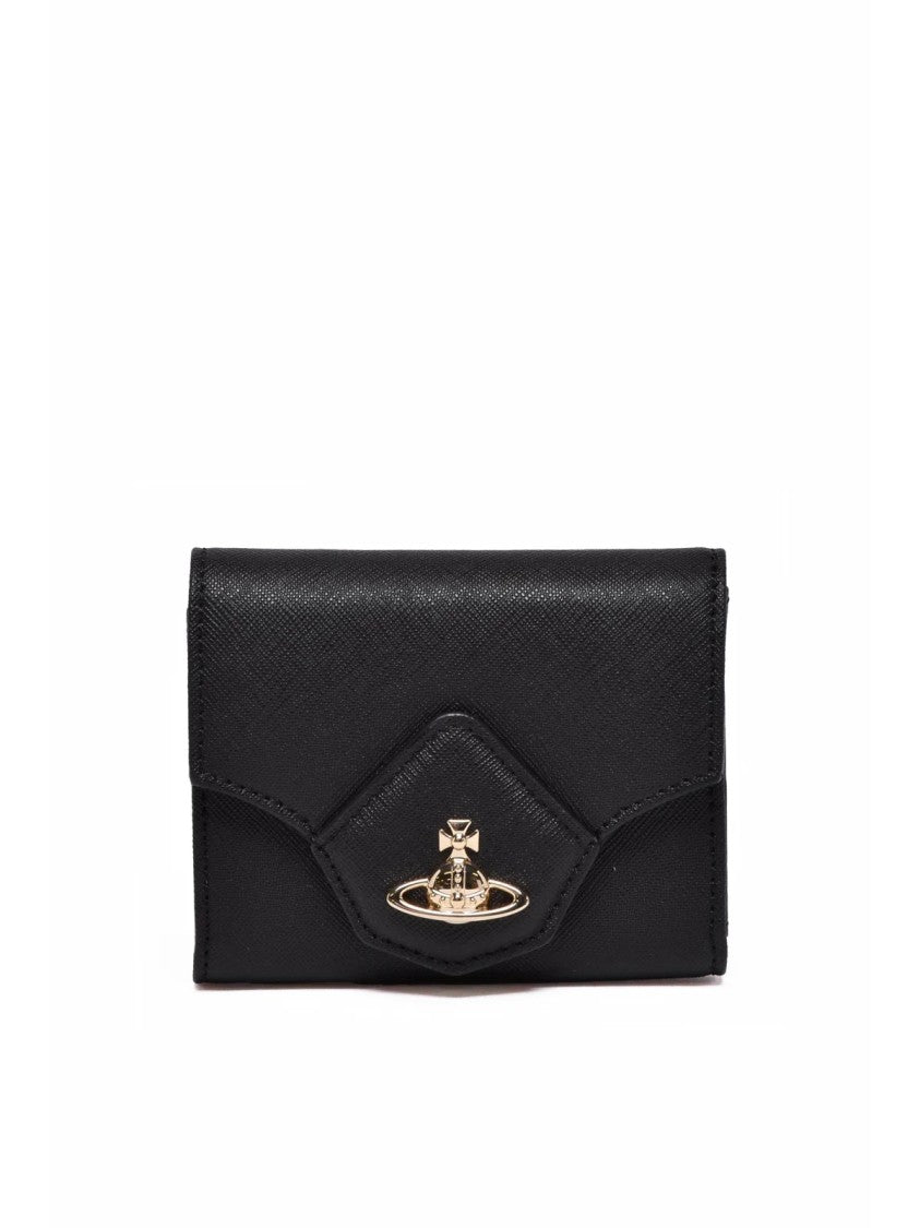 Vivienne Westwood Black Leather Flap Wallet
