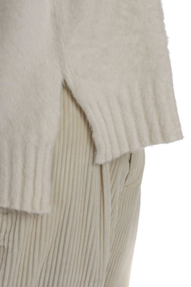 Roberto Collina Oversized Cotton Crewneck Sweater With Side Slits