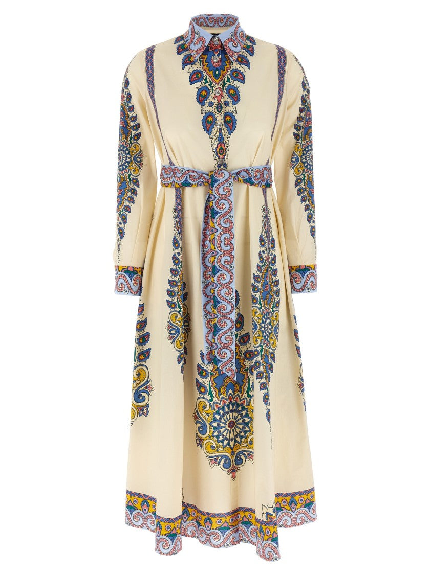 Etro Medallion-Pattern Cotton Poplin Dress With Paisley Detail