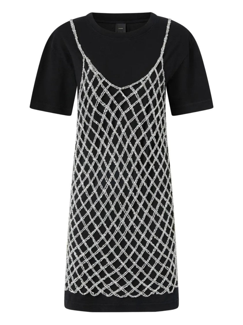 Pinko Casual Mini Dress With Netted Overlay