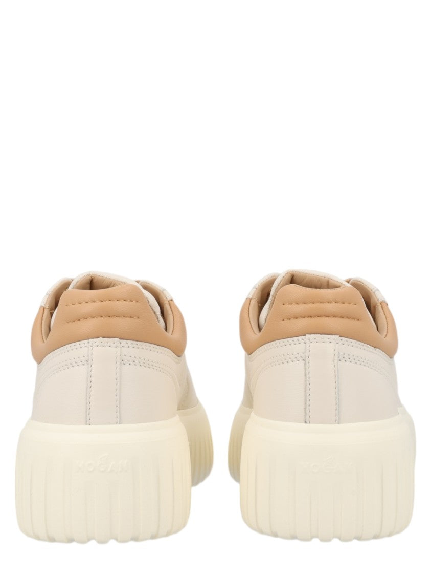 Hogan Chunky Sole Leather Sneakers With Padded Collar