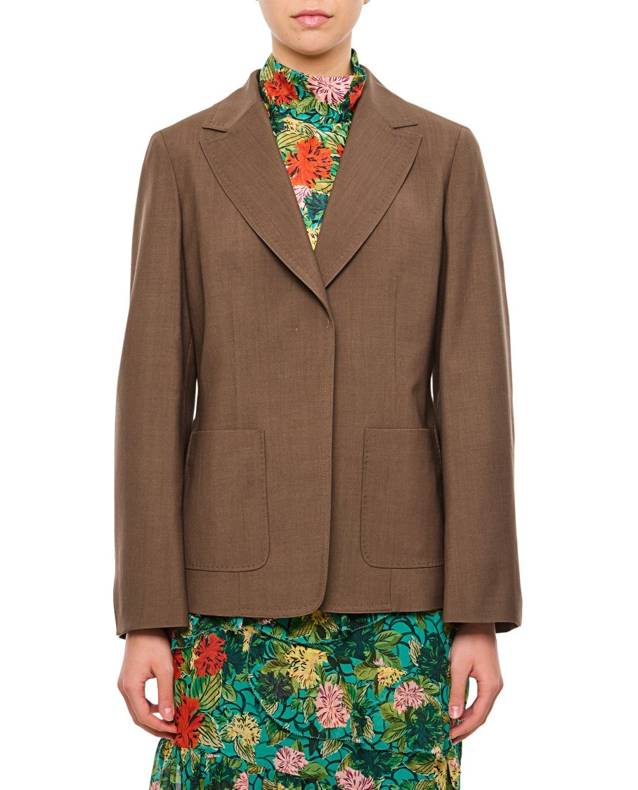 Fendi Tailored Waisted Blazer With Embroidered Logo