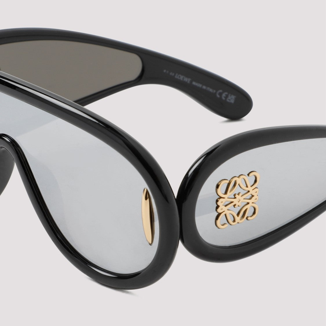 Loewe Black Acetate Wave Mask Sunglasses