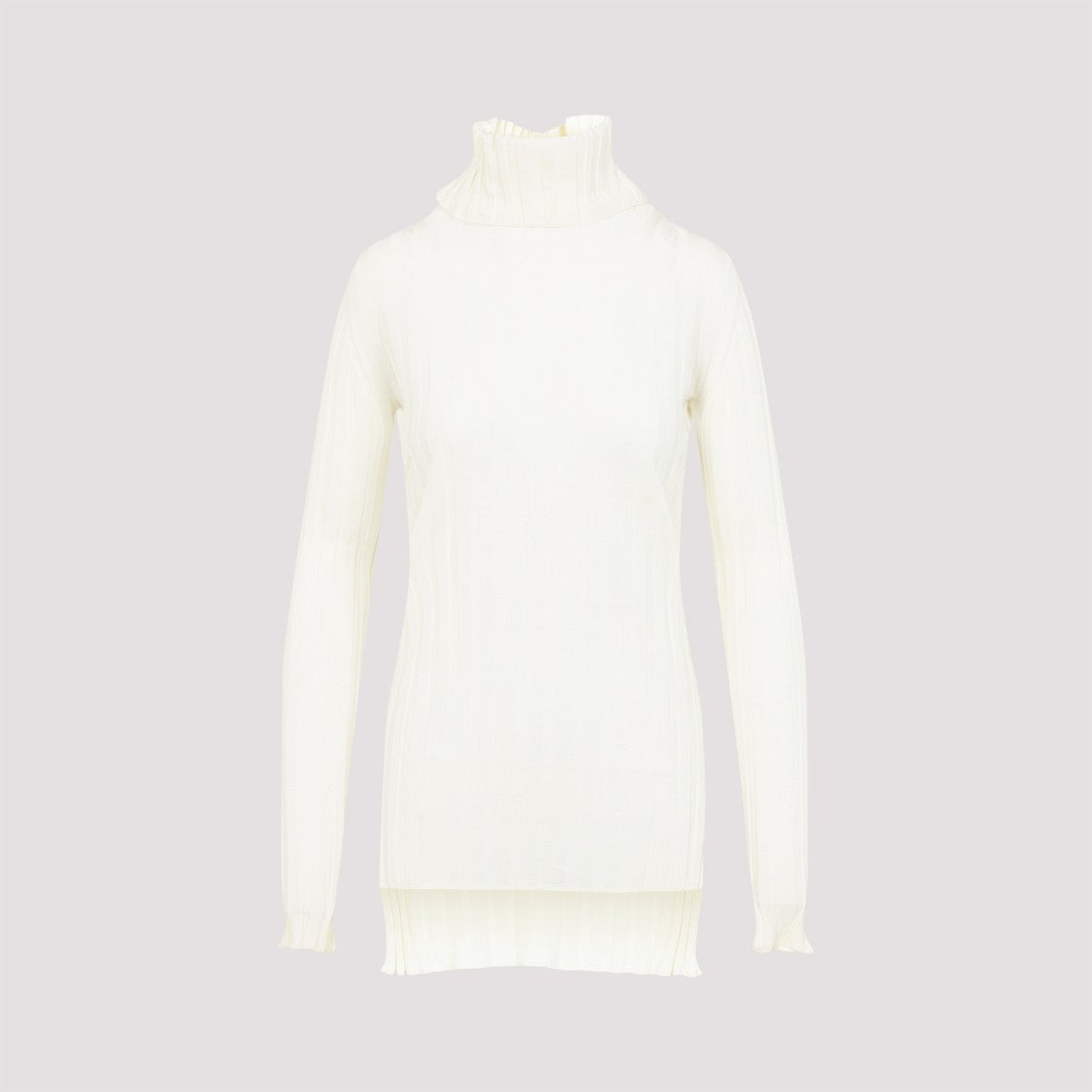Carven Turtle Neck Underpinning Ecru Wool Pullover