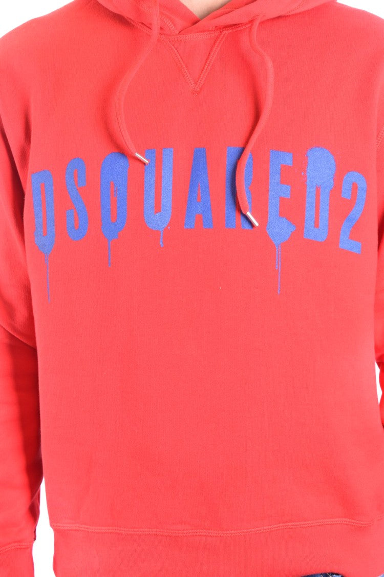 Dsquared2 Multicolor Graphic Sweatshirt With Hood And Drawstrings