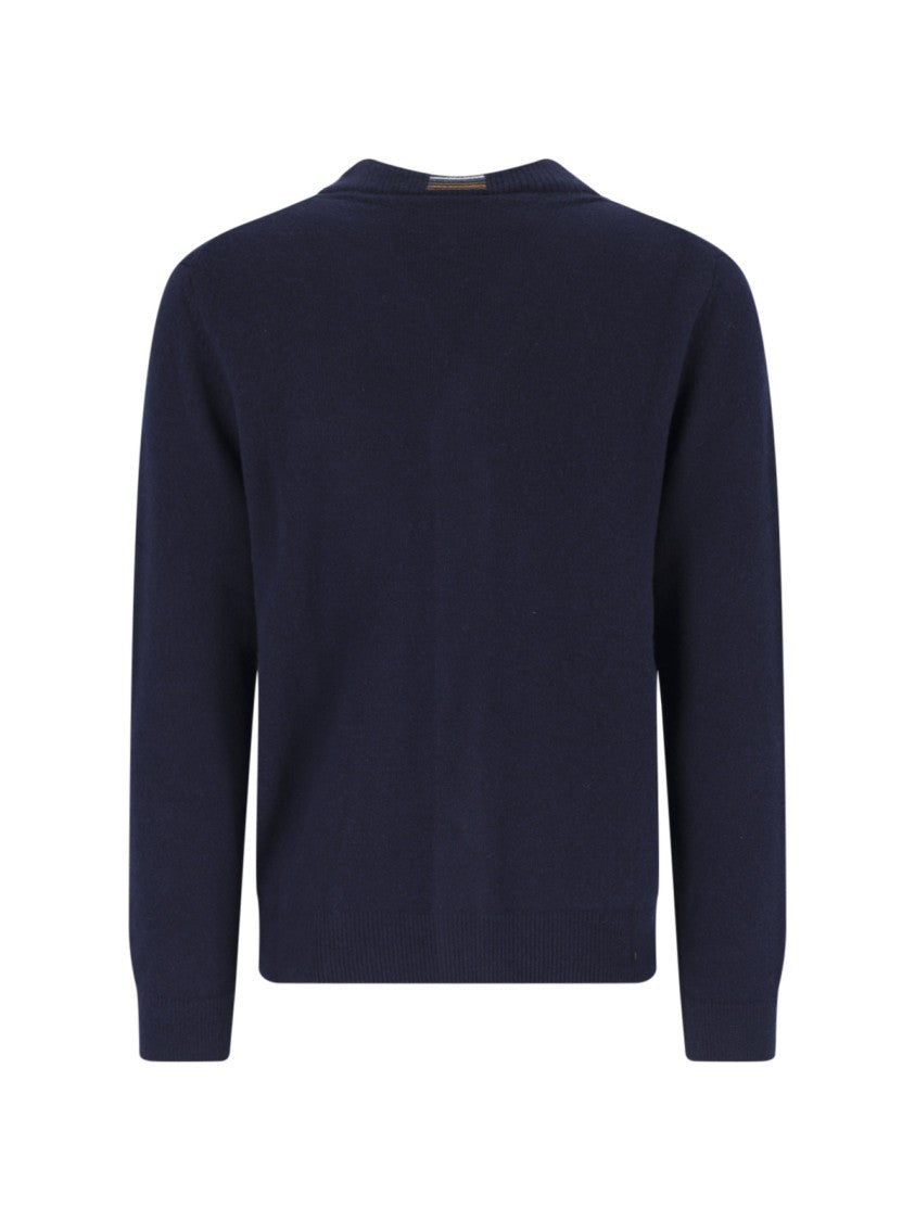 Paul Smith Blue V-Neck Button-Down Merino Wool Cardigan