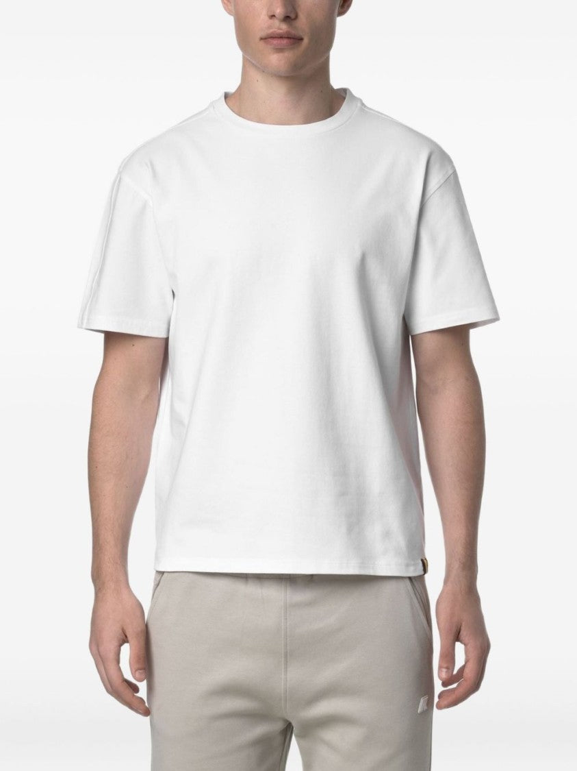 K-Way Cotton Crew Neck T-Shirt With Straight Hemline