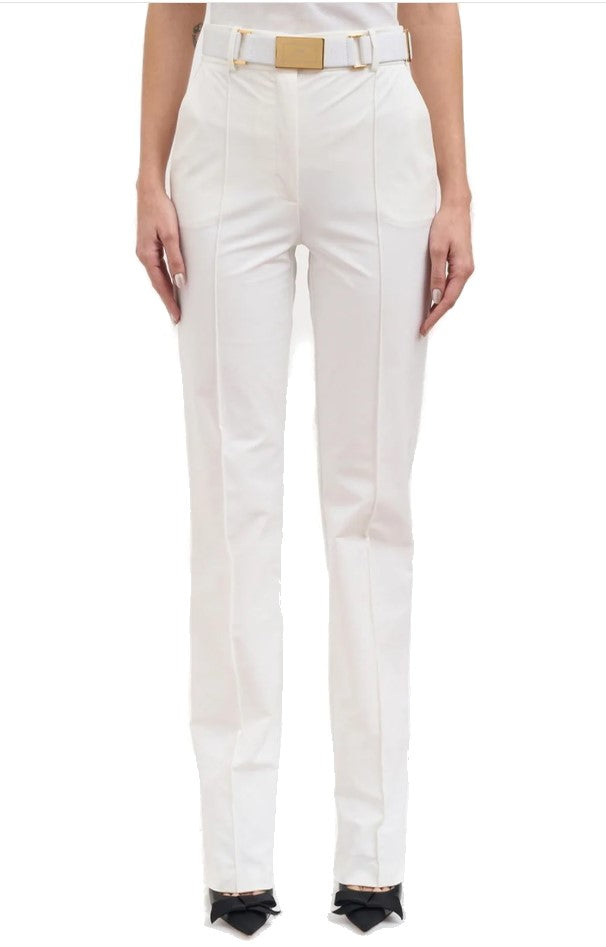 Elisabetta Franchi Bi-Elastic Technical Fabric Belted French Trousers