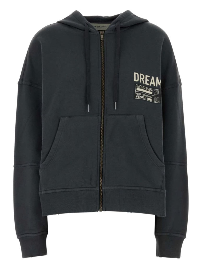 Golden Goose Anthracite Grey Graphic Print Drop Hoodie