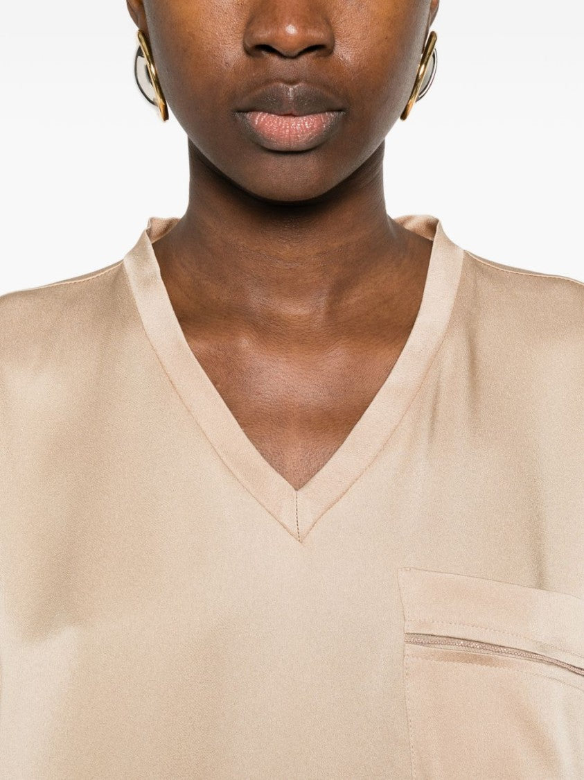 Fabiana Filippi Boxy Silhouette V-Neck Top