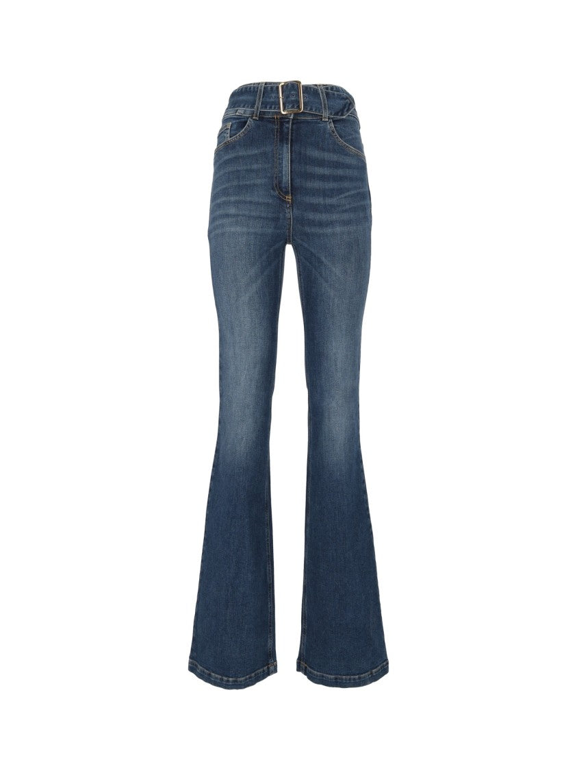 Elisabetta Franchi High-Waisted Flared Jeans With Matching Belt
