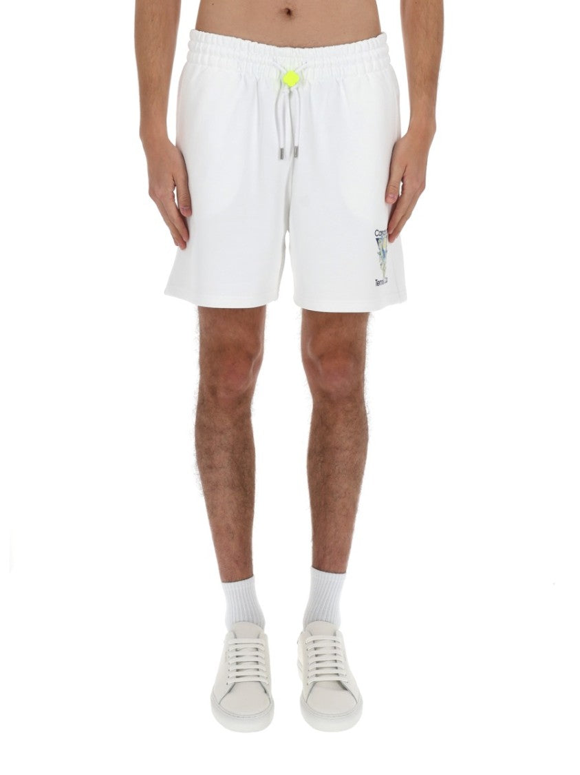 Casablanca Elastic Waistband Logo Print Shorts