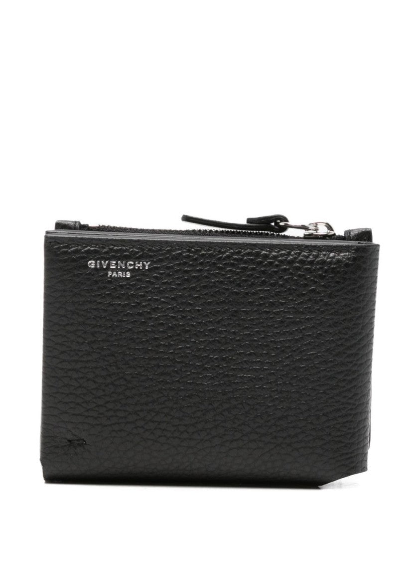 Givenchy Black Textured Calf Leather Zipper Wallet