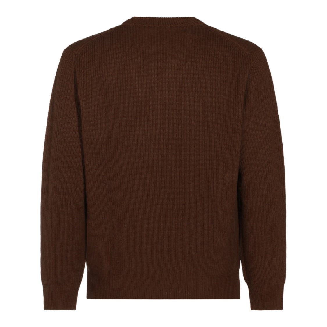 Canali Rich Brown Knit Sweater With Classic Crew Neckline
