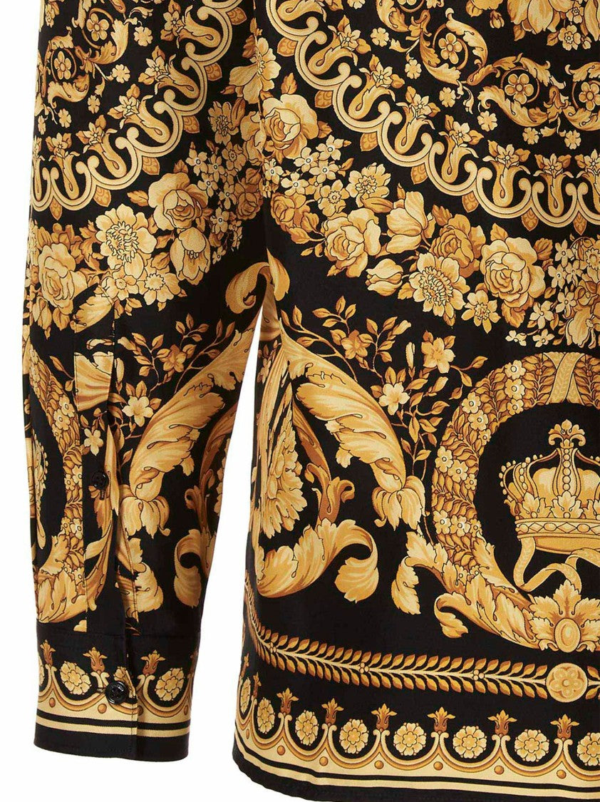 Versace Intricate Barocco Print Silk Shirt