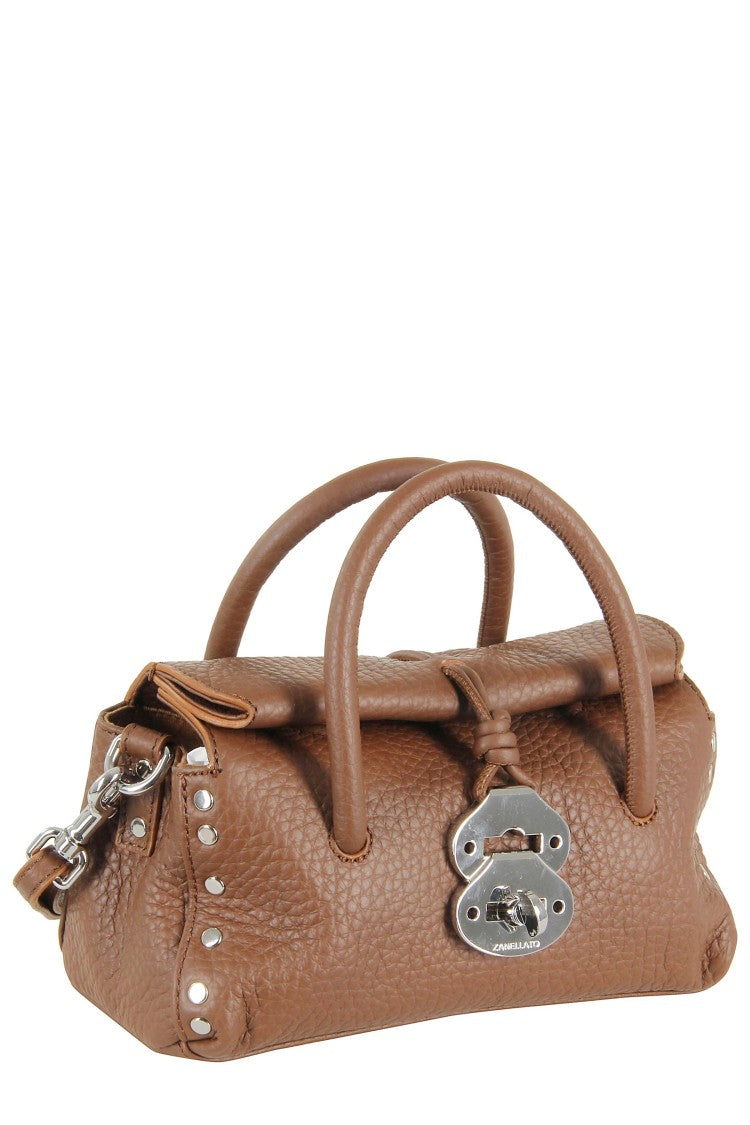 Zanellato Brown Hammered Leather Tote Bag