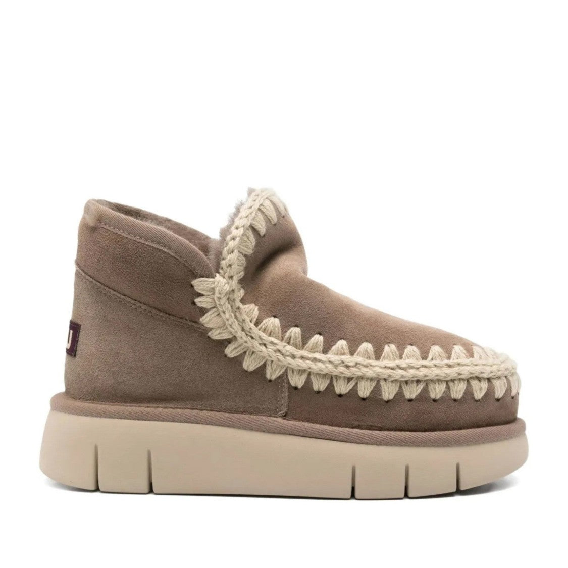 Mou Gray Eskimo Bounce Sheepskin Whipstitch Boots
