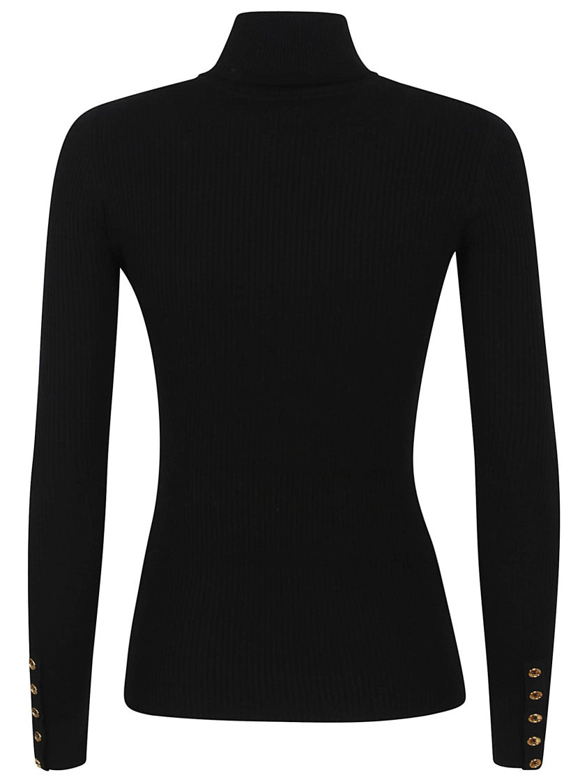 Elisabetta Franchi Ribbed Turtleneck Sweater With Satin Pocket