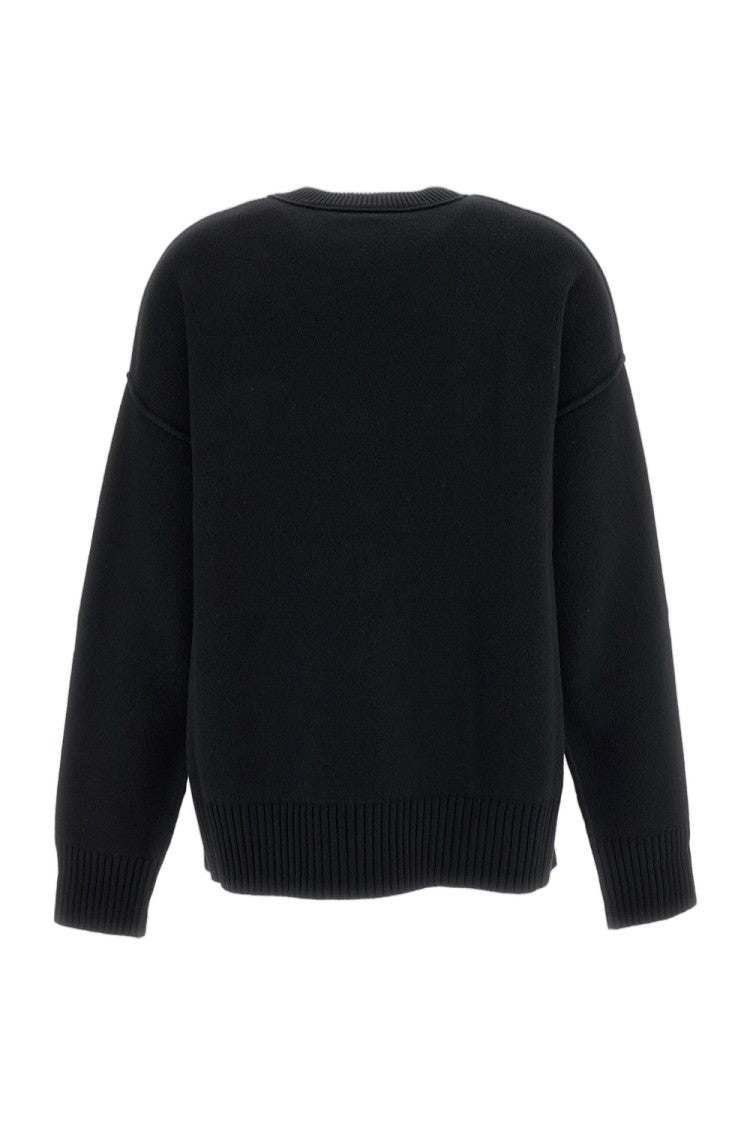 Ami Paris Crewneck Sweater With Contrasted Ami De Coeur