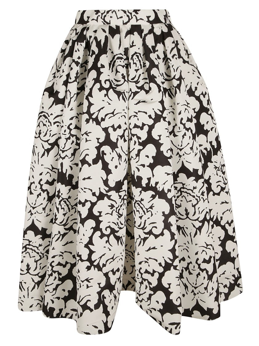Alexander Mcqueen Floral Print Pleated Skirt