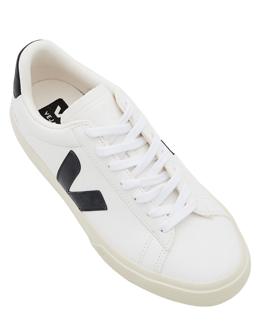 Veja White Campo Leather Rubber Sole Sneakers