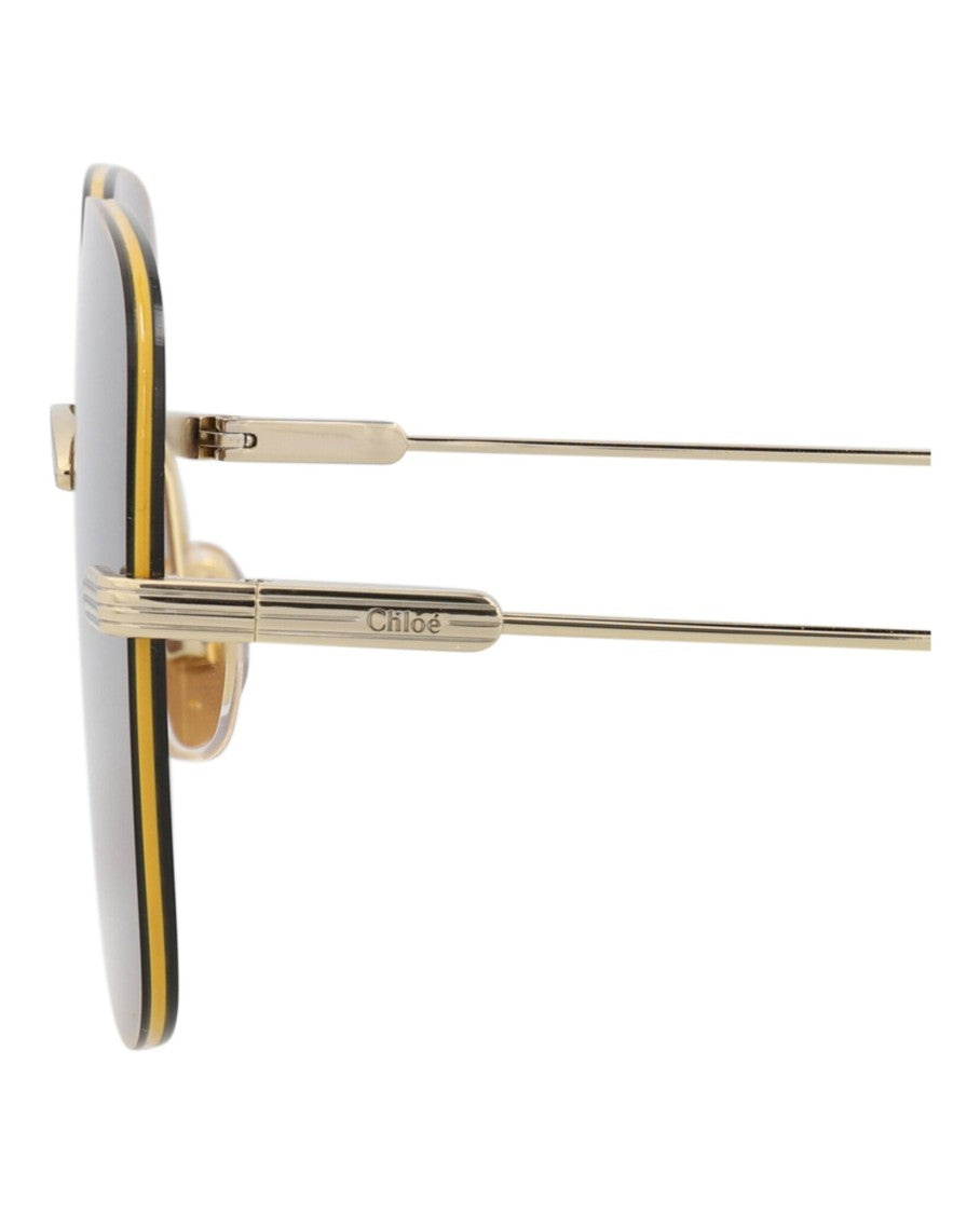 Chloé Square-Frame Metal Sunglasses With Comfortable Nose Pads