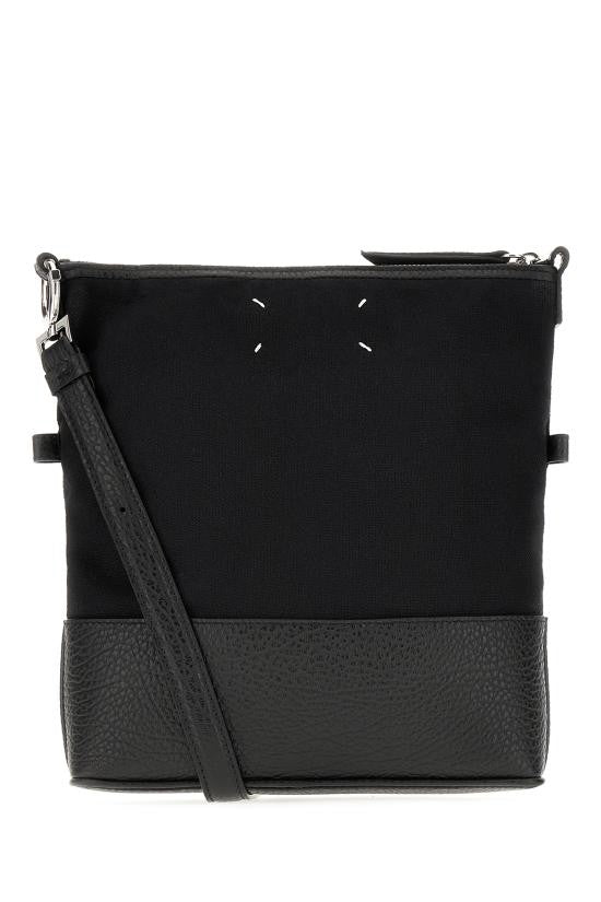 Maison Margiela Rectangular Black Tote Bag With Zip Closure And Leather Reinforcement