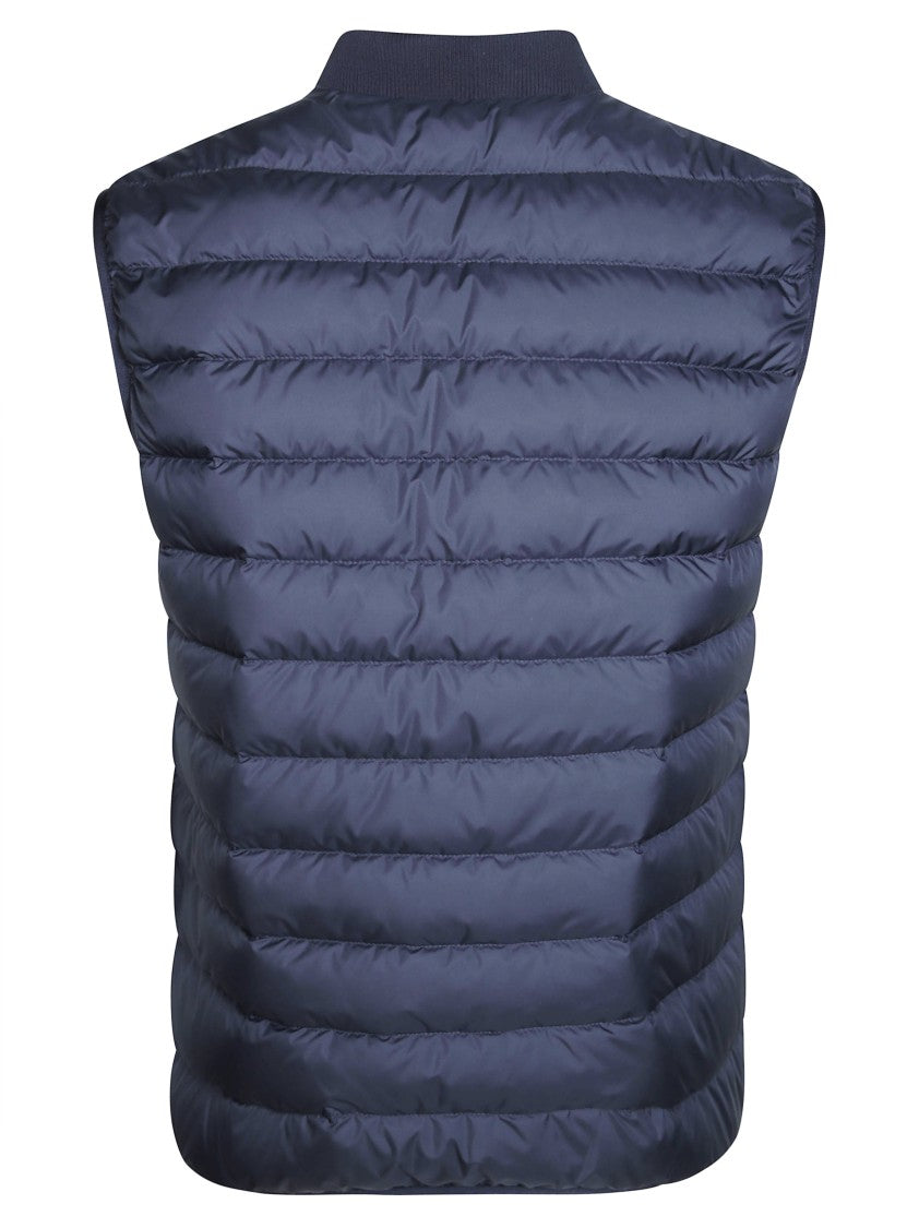 Moncler Quilted Sleeveless Vest With Ribbed Collar And Front Zipper