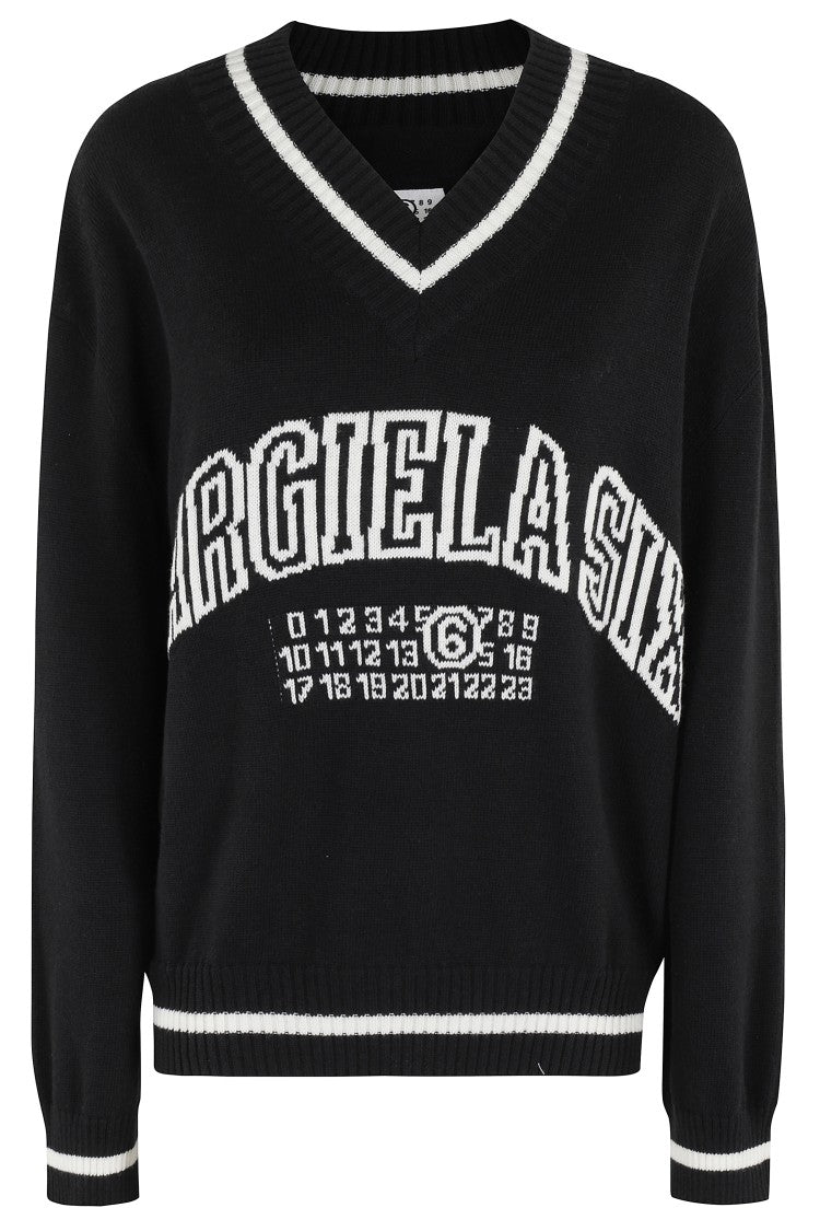 Mm6 By Maison Margiela Oversized V-Neck Sweater